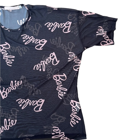 Barbie X Misguided Black Netted T-shirt Size 10 UK Womens T-shirt - Picture 3 of 9